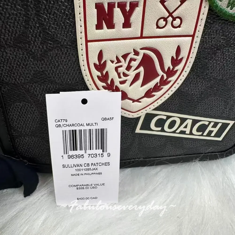 Coach Men's Sullivan Crossbody Bag In Signature Canvas With Patches CAT79 NWT